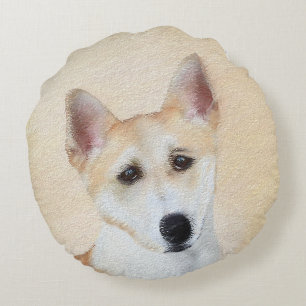 Cojín Redondo Canaan Dog Painting - Cute Original Dog Art