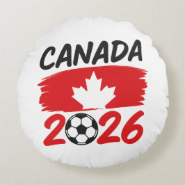 Cojín Redondo Canada 2026 Soccer Fan Design with Maple Leaf