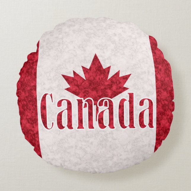 Cojín Redondo Canadá, bandera (Anverso)