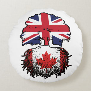 Cojín Redondo Canadá Bandera de raíces de árboles británicos bri
