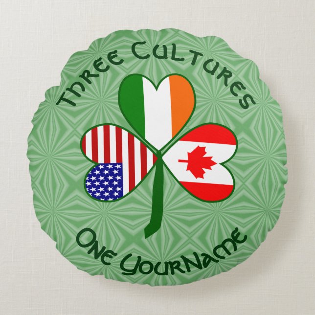 Cojín Redondo Canadiense irlandés Shamrock personalizado (Anverso)