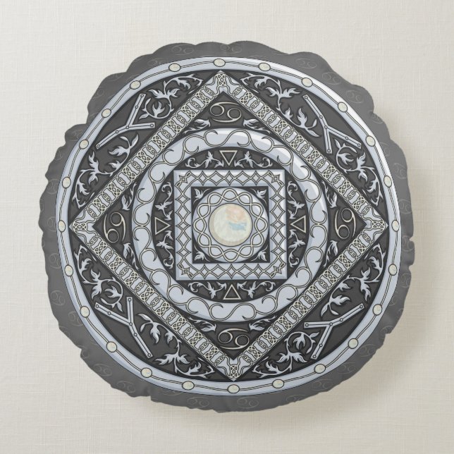 Cojín Redondo Cáncer Mandala Round Pillow (Anverso)