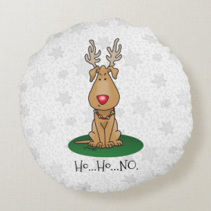 Cojín Redondo Canción divertida de este perro de reno de nariz r