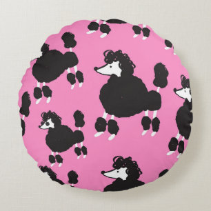 Cojín Redondo Canción francesa: patrón de ilustracion vintage.