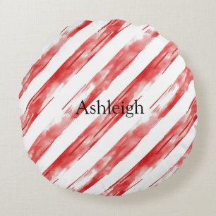 Cojín Redondo Candy Cane Red Stripes Navidades