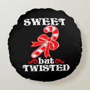 Cojín Redondo Candy Cane Sweet Pero Twist Funny Navidades