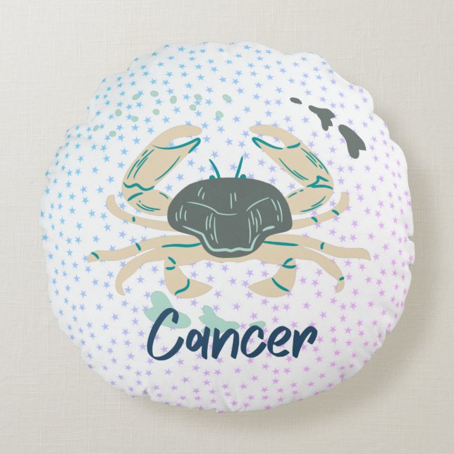 Cojín Redondo Cangrejo de cáncer moderno Zodiac (Anverso)