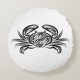 Cojín Redondo Cangrejo tribal blanco y negro