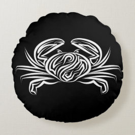 Cojín Redondo Cangrejo tribal blanco y negro