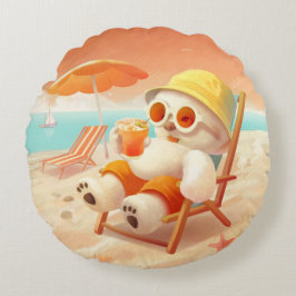 Cojín Redondo Canto sonriente - Modo playa activado