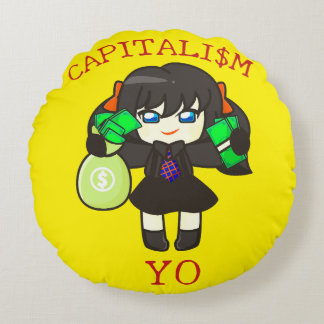 Cojín Redondo Capitalism Yo - Anime Money Girl Hustle