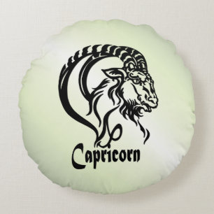 Cojín Redondo Capricornio del mar Cabra Zodiac Verde
