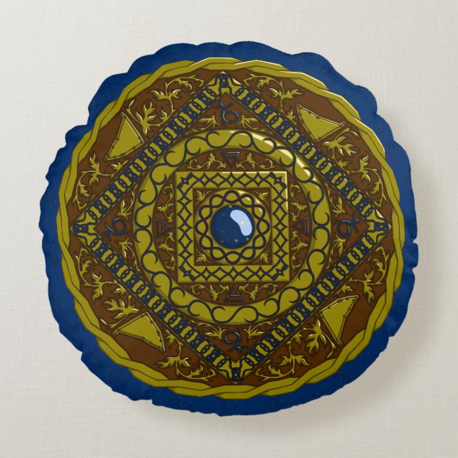 Cojín Redondo Capricornio Mandala Round Pillow (Anverso)