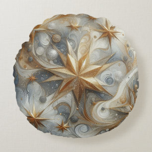 Cojín Redondo Capturar escena Art Winter y cristales de nieve y 