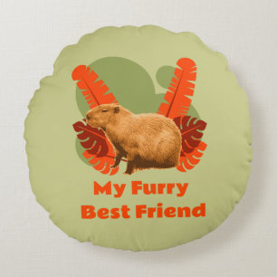 Cojín Redondo Capybara Mi mejor amigo furtivo