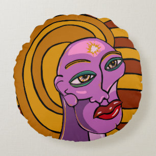 Cojín Redondo Cara Abstracta, Sigue Tus Sueños, Arte Digital