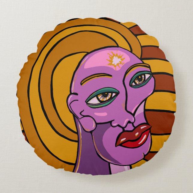 Cojín Redondo Cara Abstracta, Sigue Tus Sueños, Arte Digital (Anverso)