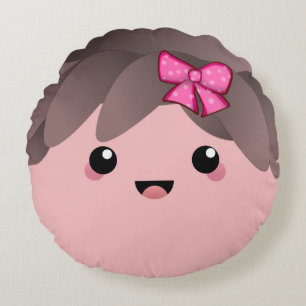 Cojín Redondo Cara alegre kawaii muñeca personalizado japonesa r
