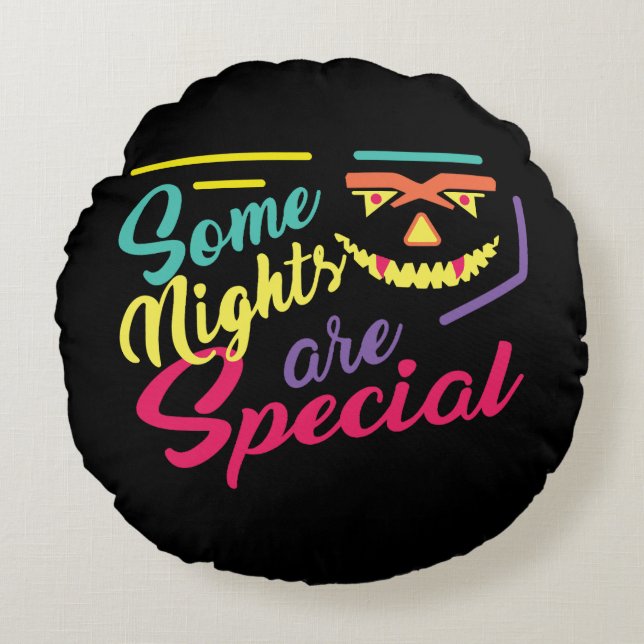 Cojín Redondo Cara asusta diversión llena de brillante diseño de (Anverso)