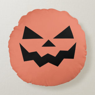 Cojín Redondo Cara de calabaza Jack-o-lantern