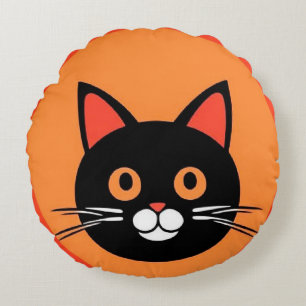 Cojín Redondo Cara de gato de dibujos animados linda con diseño 