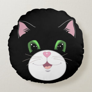 Cojín Redondo Cara de gato esmoquin lindo divertido moderno dibu