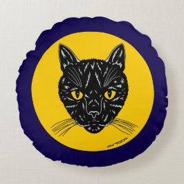 Cojín Redondo Cara de Gato Negro