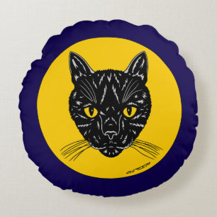 Cojín Redondo Cara de Gato Negro