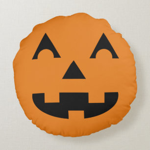 Cojín Redondo Cara de la calabaza de Halloween