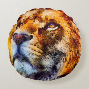 Cojín Redondo Cara de león plácido