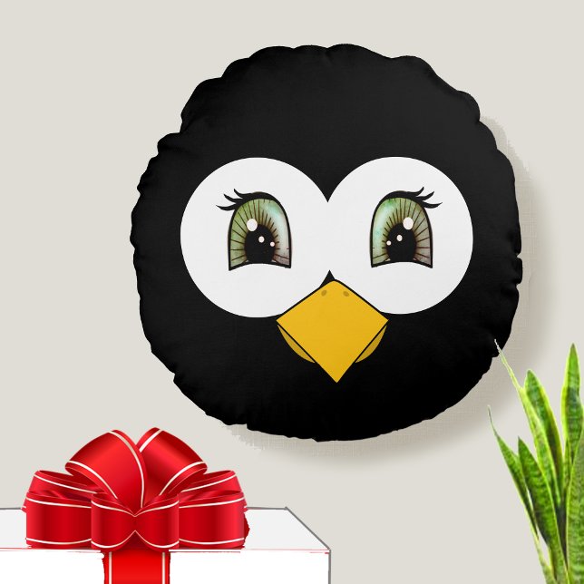 Cojín Redondo Cara de pingüino linda (Subido por el creador)