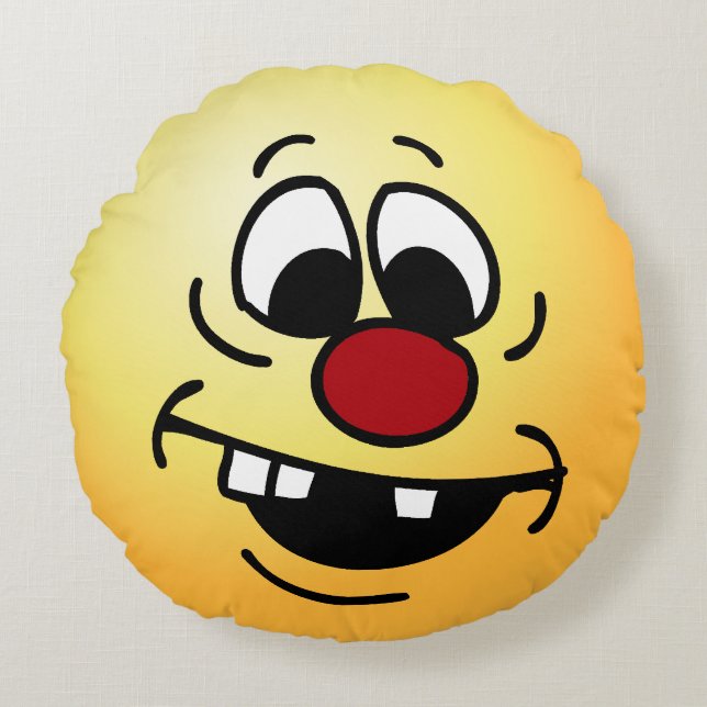 Cojín Redondo Cara descabellada: Este es el imbécil que le di en (Anverso)