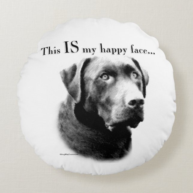 Cojín Redondo Cara feliz de laboratorio (Anverso)