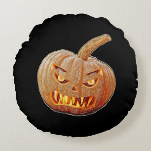 Cojín Redondo Cara media y fea de calabaza