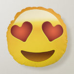 Cojín Redondo Cara Sonriente con Emoji de ojos en forma de coraz<br><div class="desc">Una cara con corazones en lugar de ojos, o Emoji de ojos del corazón como se le conoce generalmente. A menudo se utiliza como expresión de amor: "te amo" o "me encanta esta" Emoji. También conocido como Emoji de ojos cardíacos, Emoji de ojos cardíacos y Emoji de cara cardíaca. INSTAGRAM...</div>