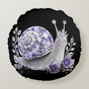 Cojín Redondo Caracol de cristal morado plateado