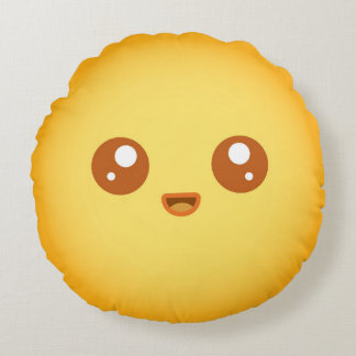 Cojín Redondo Carácter kawaii de sol lindo