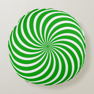 Cojín Redondo Caramelo de menta verde y blanco navidad