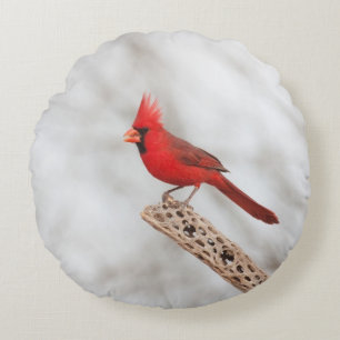 Cojín Redondo Cardenal del Norte en una rama