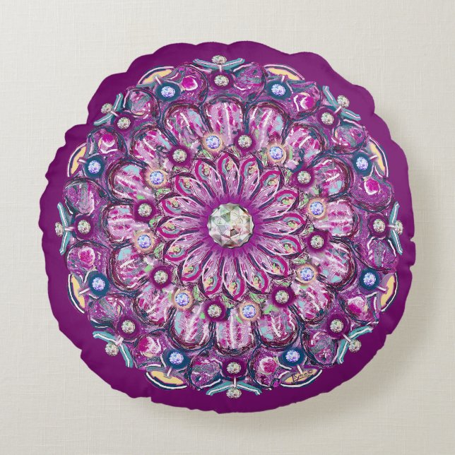 Cojín Redondo Cardinal red Rosace (Anverso)