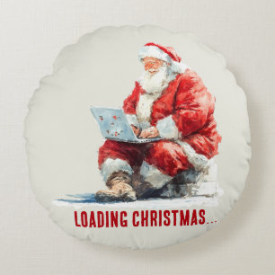 Cojín Redondo Cargando Navidades Funny Santa Design