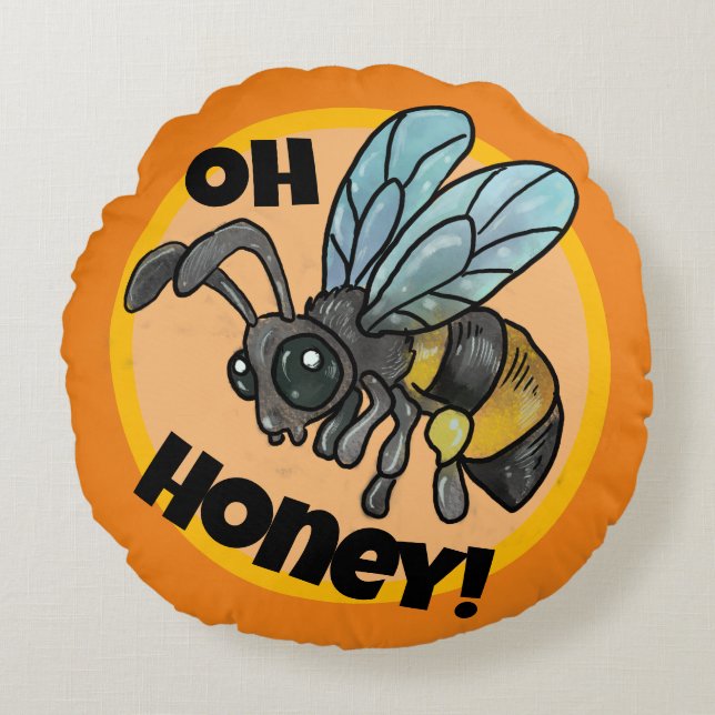 Cojín Redondo ¡Cariño! Cute Bee (Anverso)