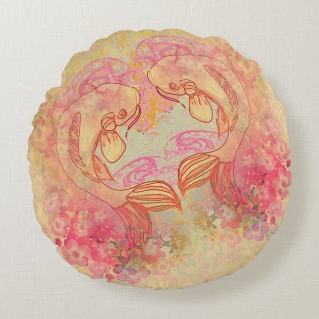 Cojín Redondo Carpa oriental de Koi, amortiguadores redondos (Anverso)