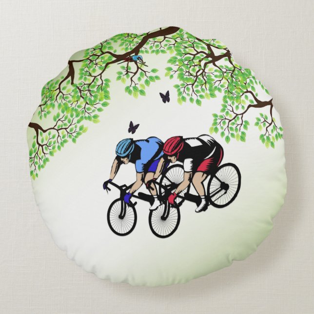 Cojín Redondo Carrera de bicicletas (Reverso)