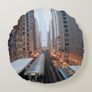 Cojín Redondo Carril elevado en Chicago céntrica sobre Wabash