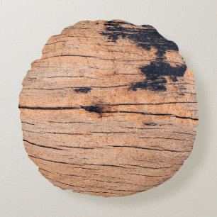 Cojín Redondo Cartel de madera antigua, patrón de textura de mad
