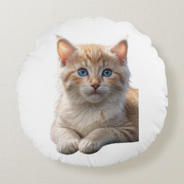 Cojín Redondo Cartuela de gato amante de los animales (Anverso)