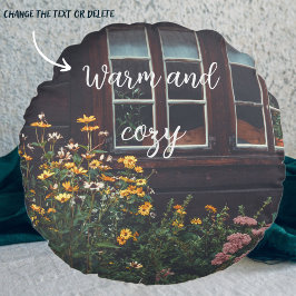 Cojín Redondo Casa de campo con jardín rústico