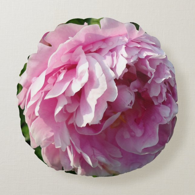 Cojín Redondo Casa de campo de campo con flores de Pink Peony (Anverso)