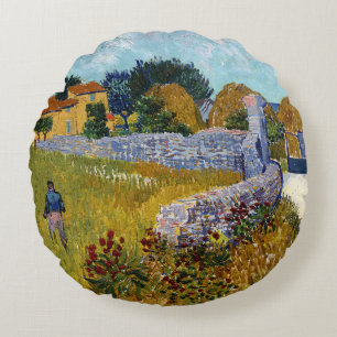 Cojín Redondo Casa de campo en Provenza (1888) por Vincent Van G